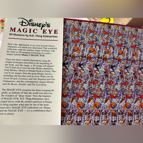 Vintage Disney's images Magic Eye large hardcover book & jacket nostalgic kids - Picture 2 of 4